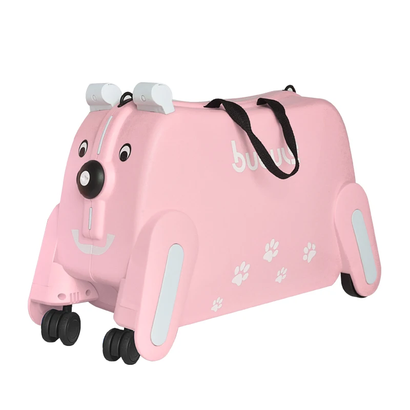 19 inch PP cute lightweight trolley luggage for children kids ride on suitcase with dog design unisex cheap kids luggage on sale
