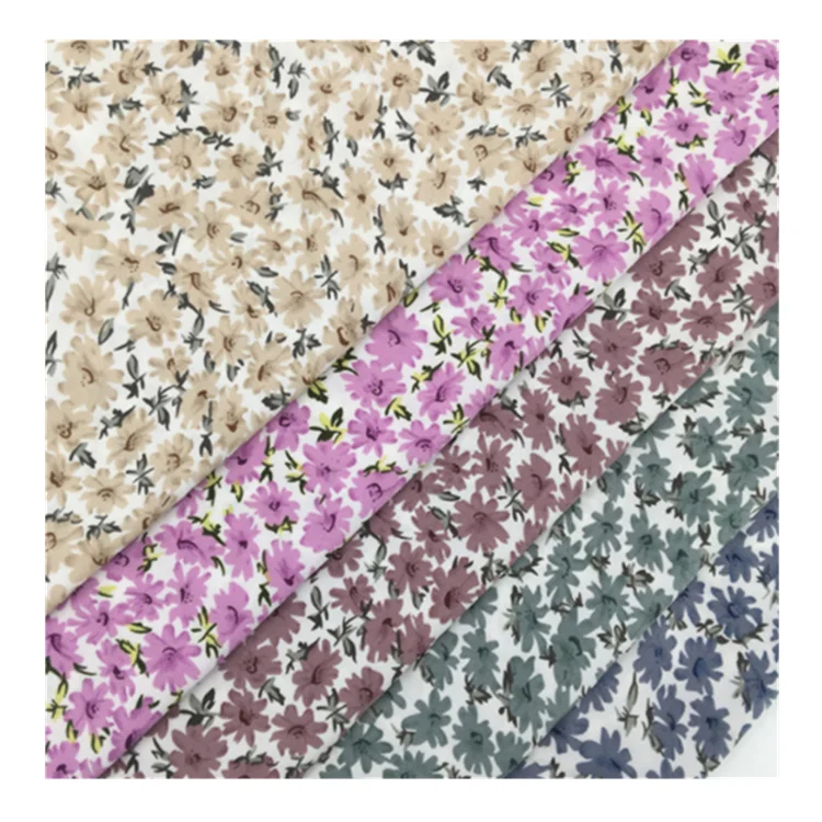Hot Sale Cheap 100 Polyester 4 Way Stretch Fabric Stock 100D Flower Print Woven Fabric Fashion Woven Dress