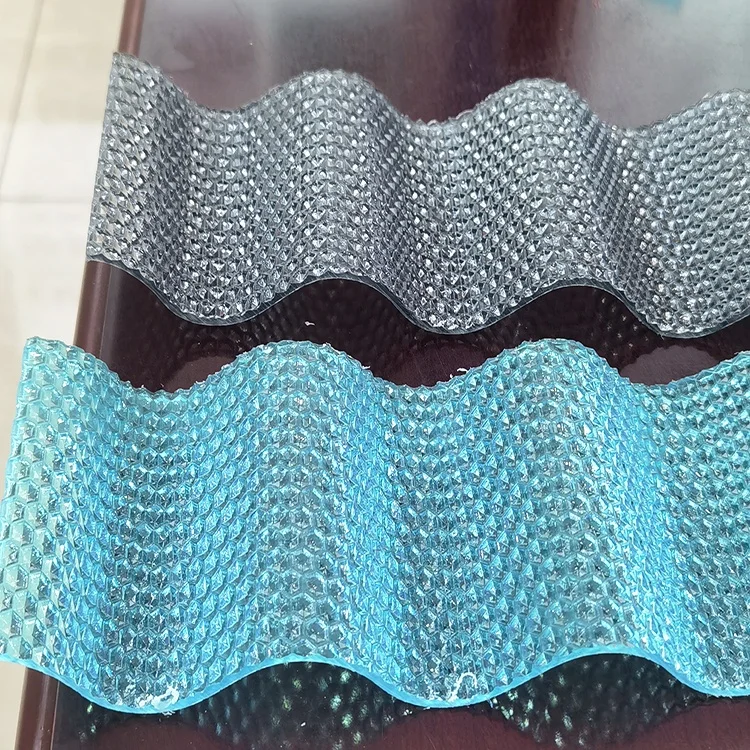 2.8mm diamond embossed wave polycarbonate corrugated clear roofing pc plastic polycarbonate tiles