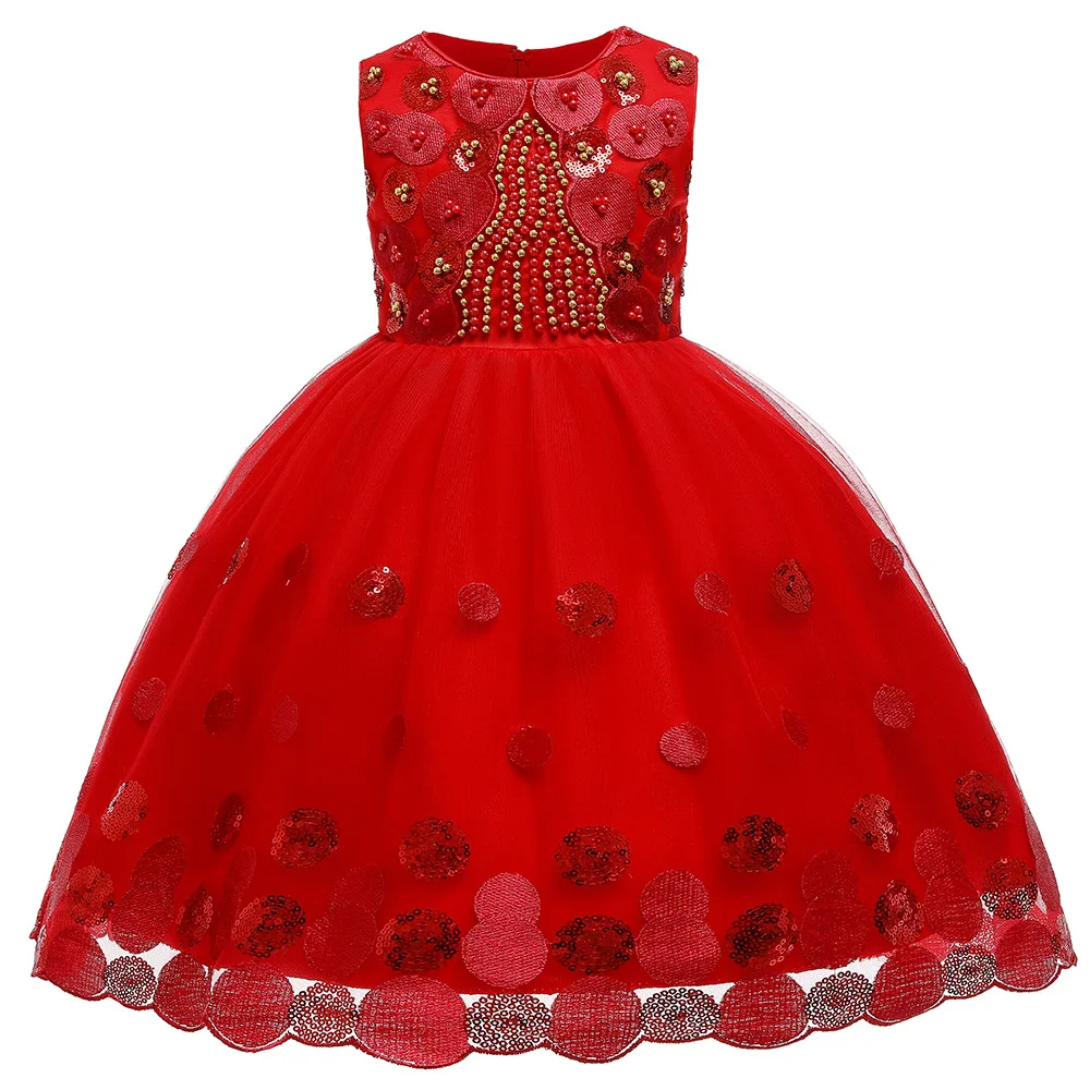 Kids Formal Dress Children Kids Sequins Sleeveless Dress Polyester / Cotton Comfortable Breathable Summer Girls for Children