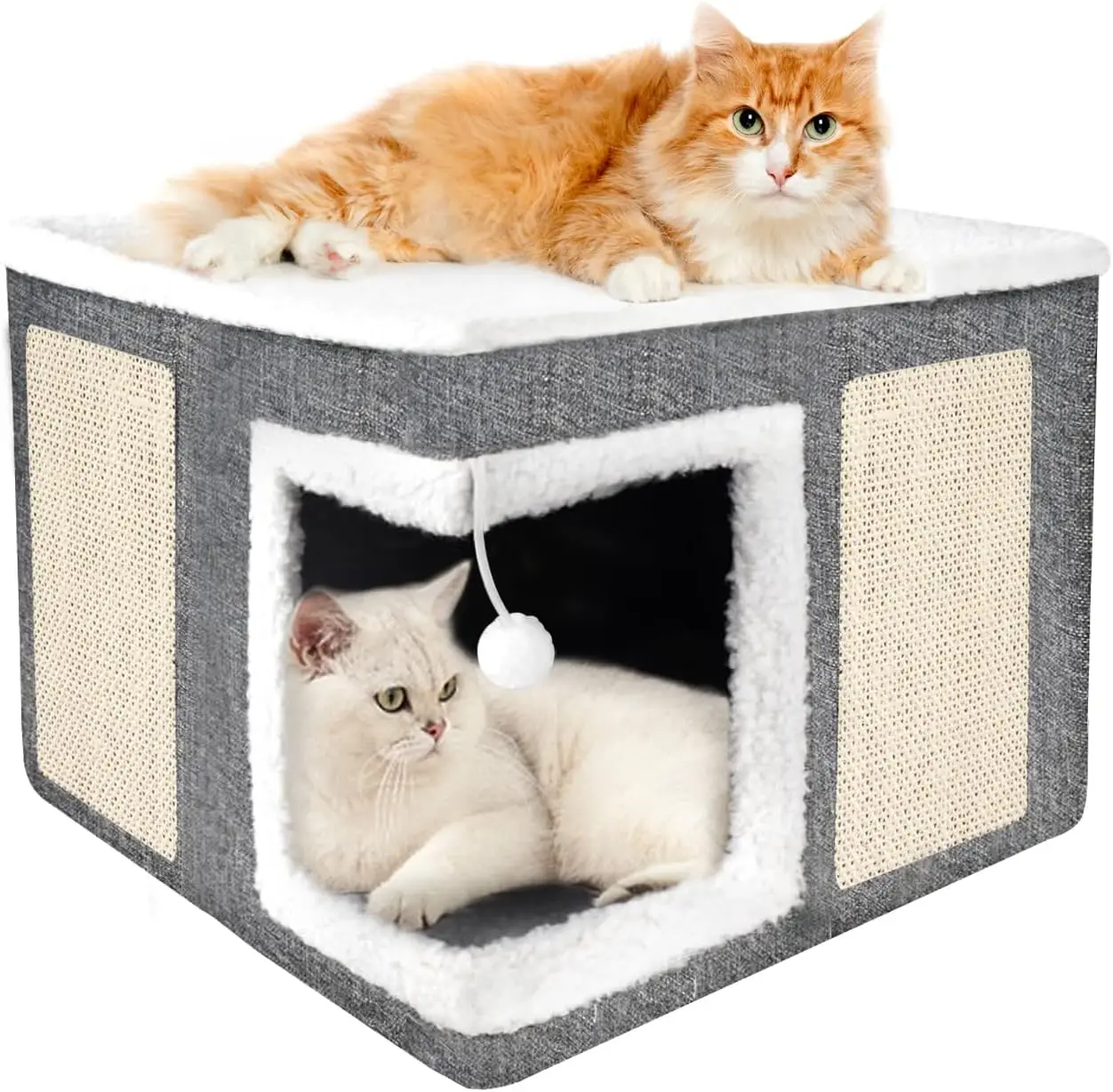 Wholesale Pet Dog House Foldable Portable Indoor Cat Cave Bed House With Scratch Board