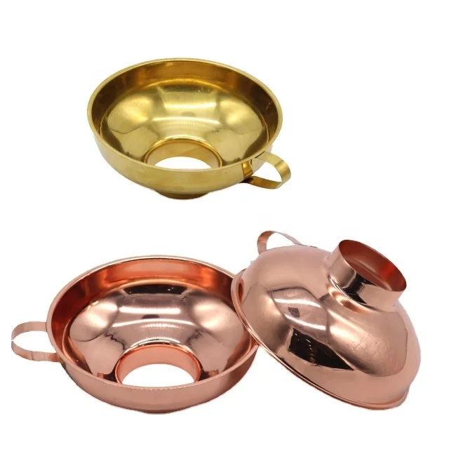 Gold Copper Plated Stainless Steel Regular and Wide Mouth Jars Canning Funnel with Handle