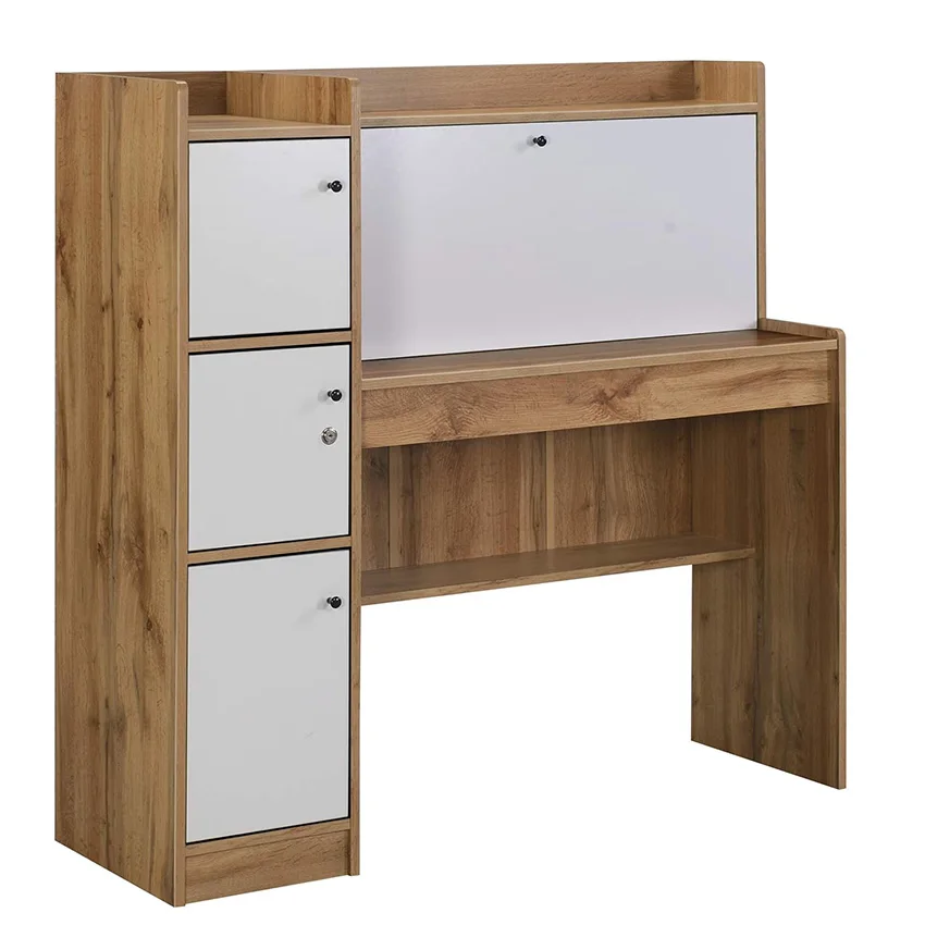 Modern Portable Sleek Design Wooden Standing Desk Hutch Home Study Office Furniture Includes Computer Table