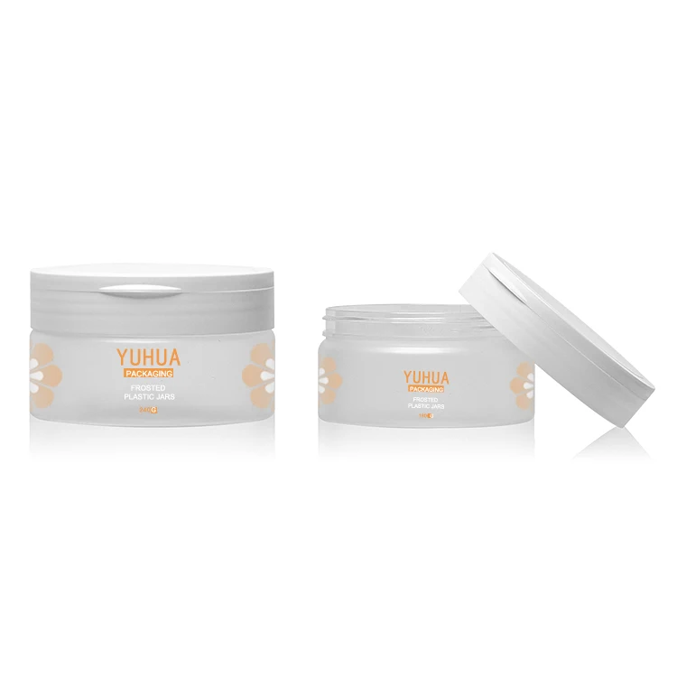 New design facial care packaging plastic jar frosted with frosted matte jar white pp cap flip top cap 180g 240g 360g 480g