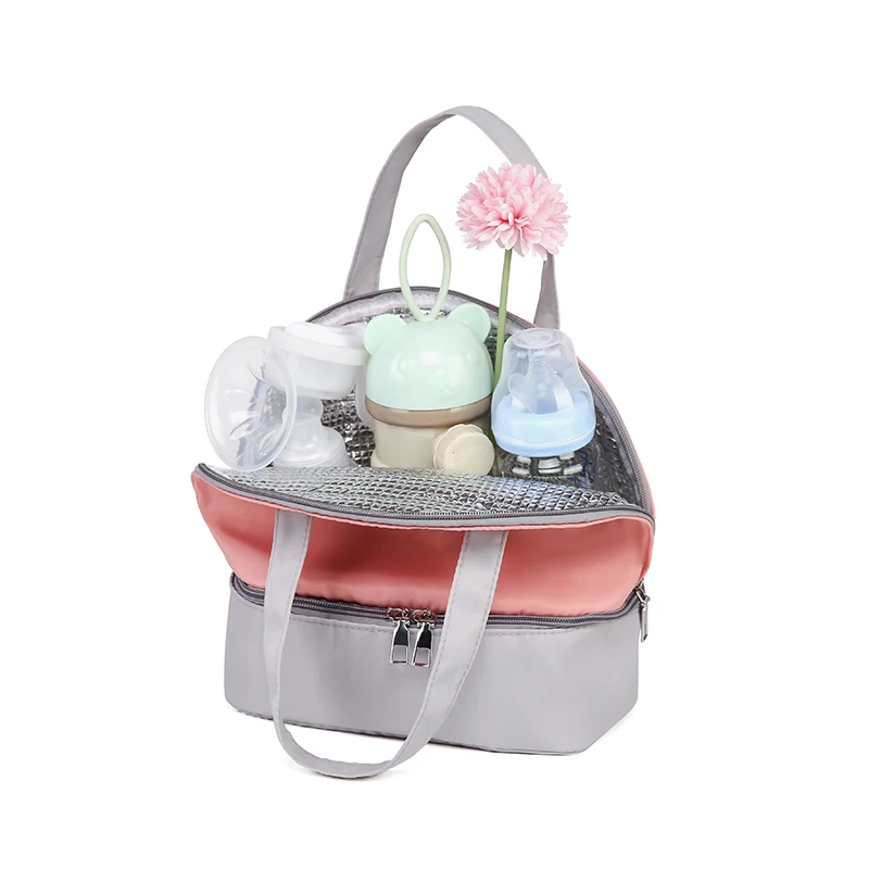New trending Insulated Portable Waterproof Nylon Double Layers Baby Milk Storage Cooler Mommy Tote Diaper Bag