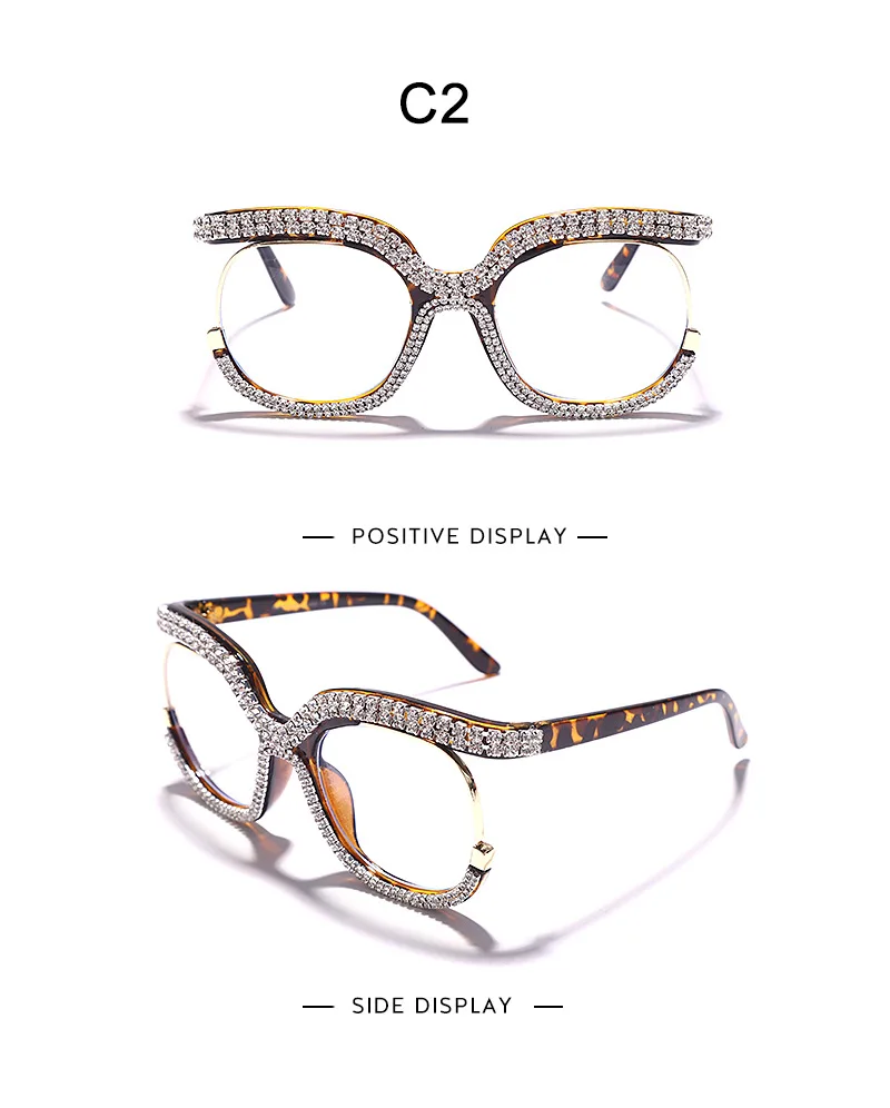 2022 New trendy diamond glasses anti blue light optical frames eyeglasses women  latest spectacle frames in stock