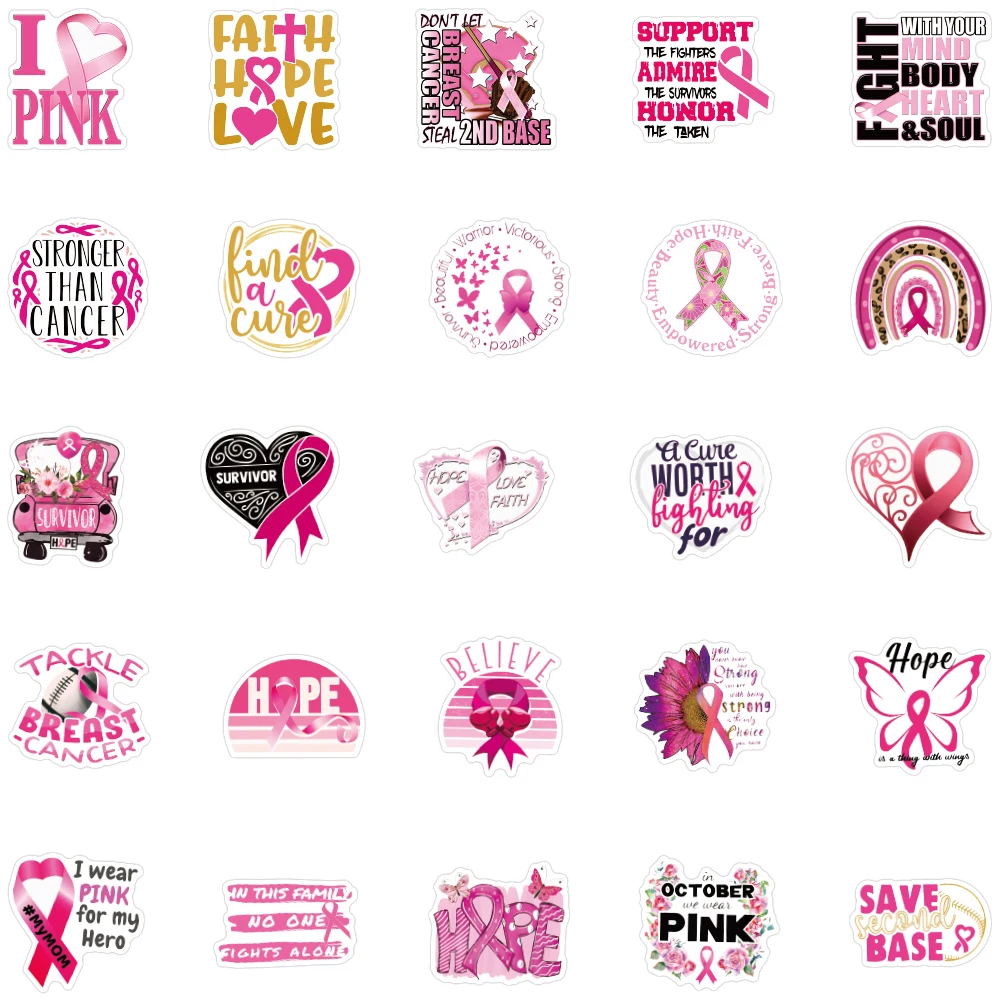 50pcs/Pack Waterproof Red Ribbon Stickers Skateboard Motorcycle Guitar Luggage Laptop Bicycle Sticker Kids Toys