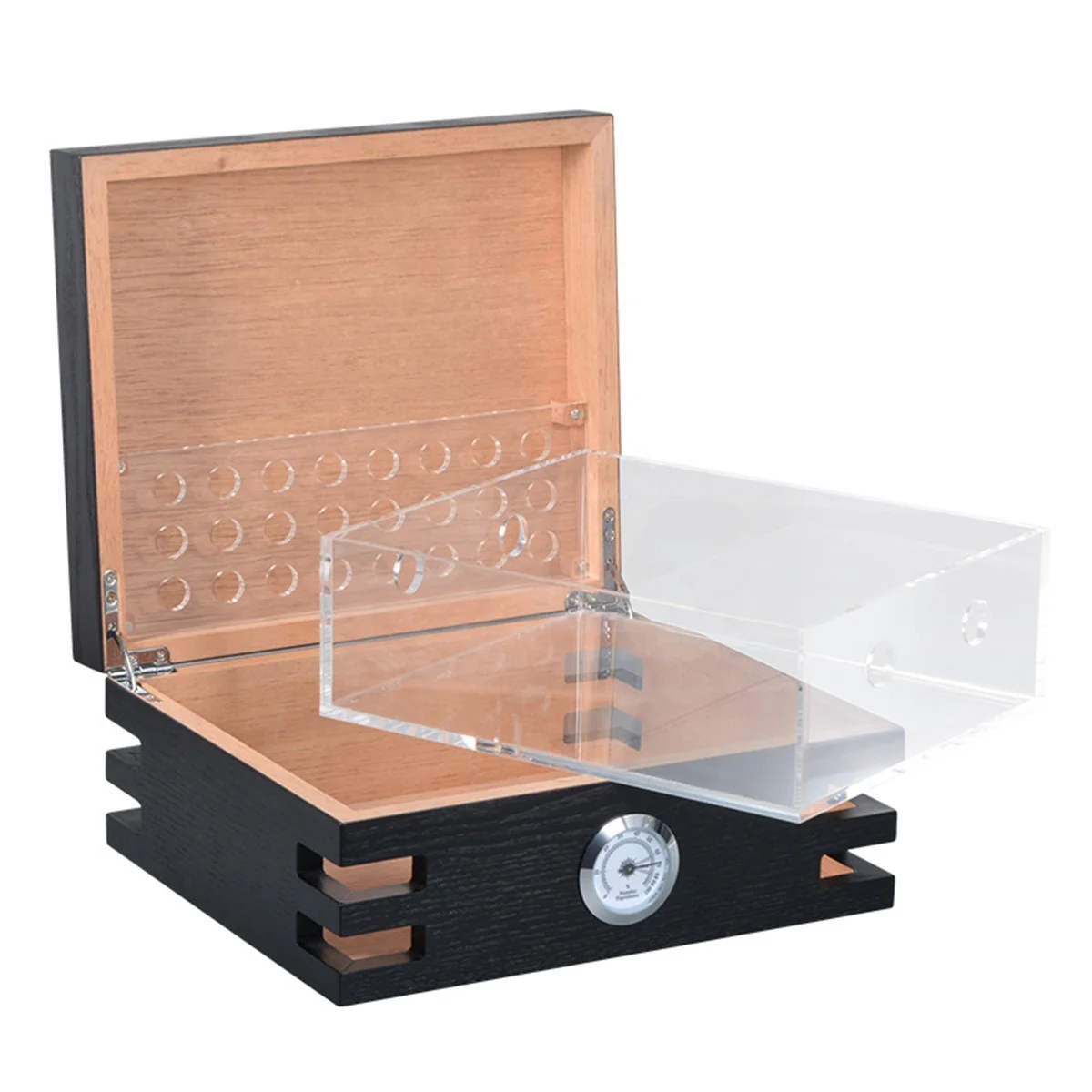 black lacquered wood cigarette case spanish cedar cigar box humidor custom