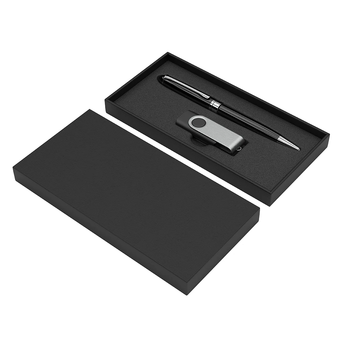 Custom Logo Luxury Lid and Base Box Pen Packaging Gift Box With USB Flash Disk