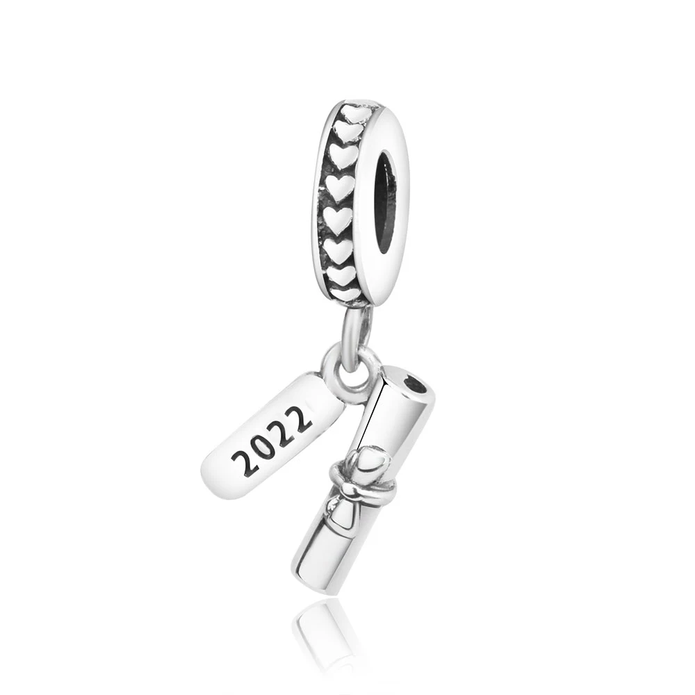 925 Silver Book Scroll Graduation Hat Beads Charm Fit Original Charms Bracelet Jewelry Making For School Student Teacher Gift