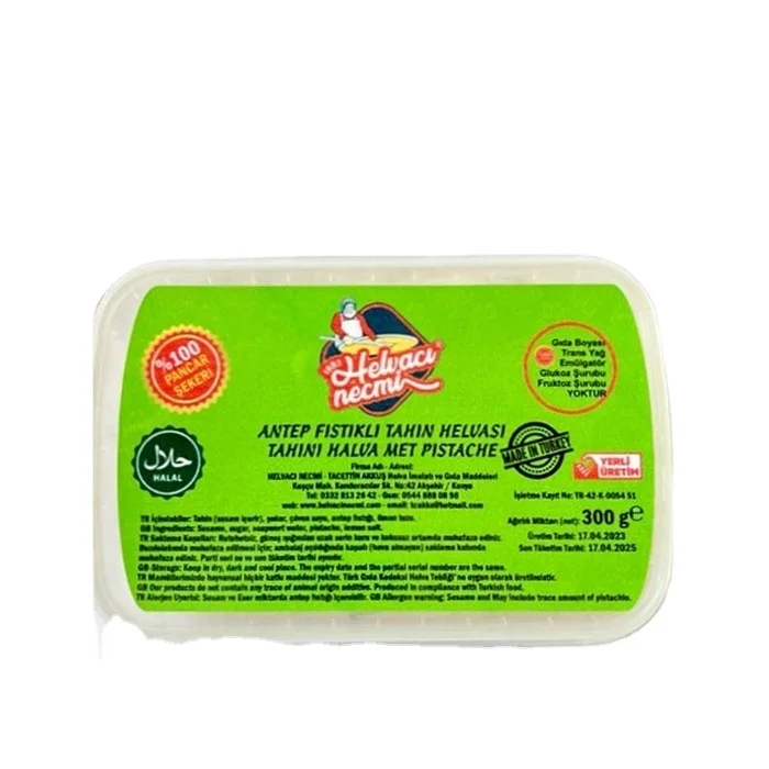 Tahini Halva with Pistache 300 gr Premium Quality Turkish Tahini Halva Does not contain preservatives and additives