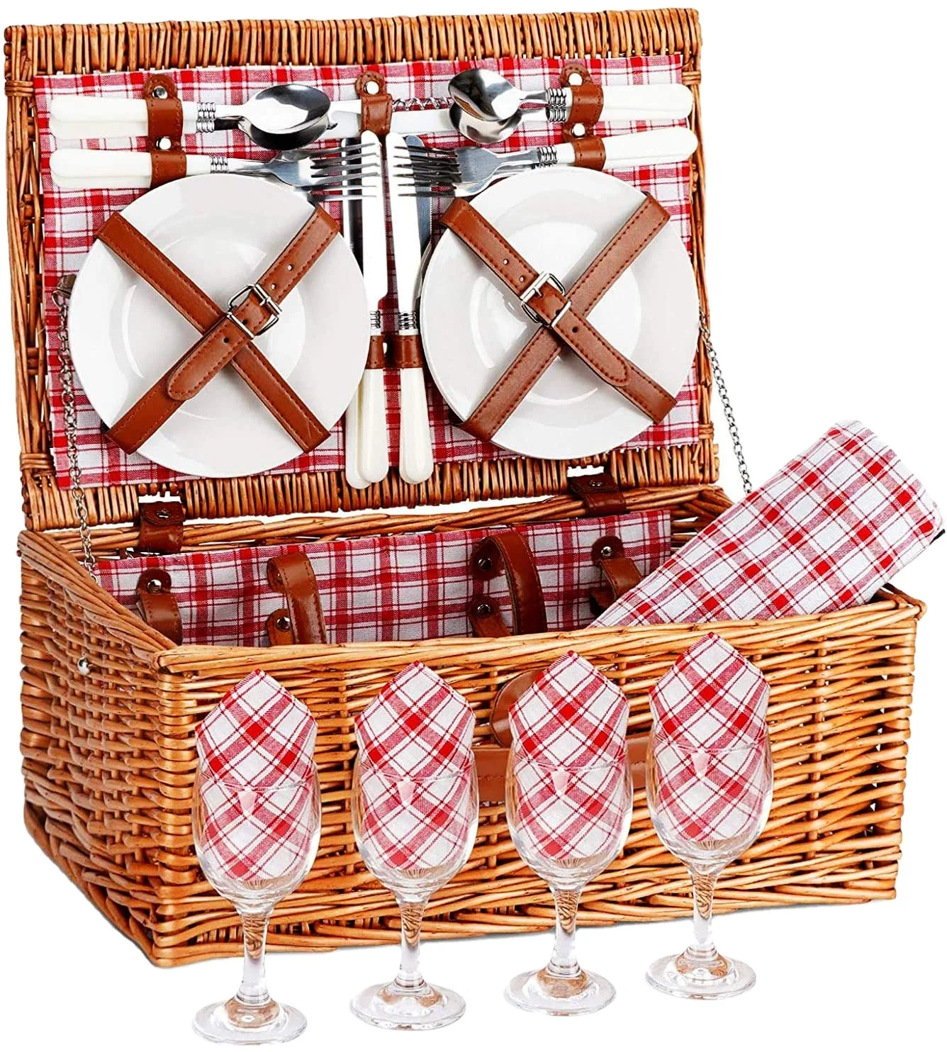 Wicker  Willow Basket Top Wholesale  2 Person Wicker Foldable Picnic Basket