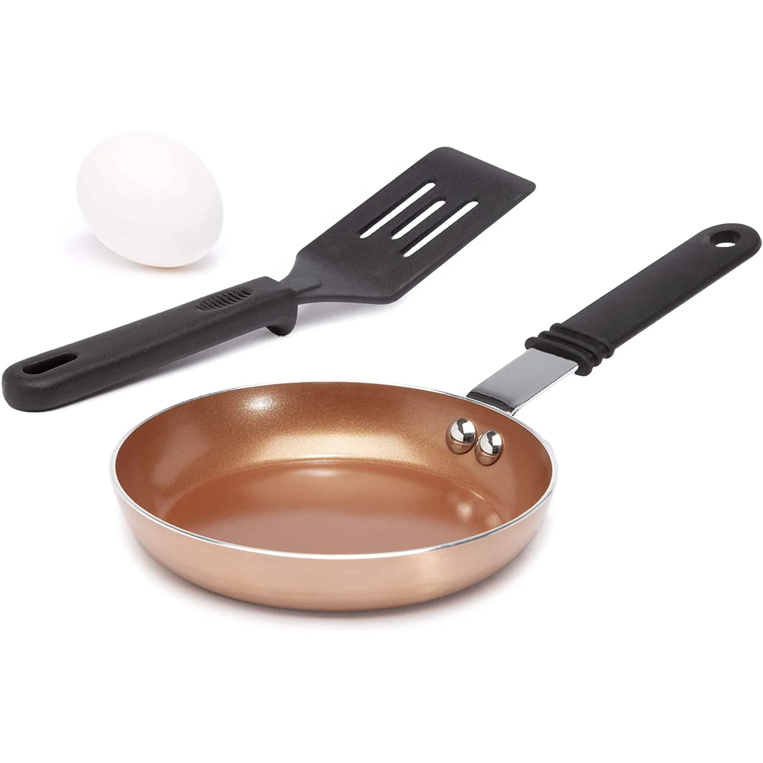 Small size copper pan mini egg fry pan with spatula
