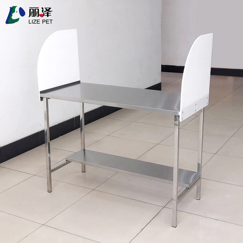 LIZE Stainless Steel Infusion Table Veterinary Instrument with Acrylic Baffle Clinic Equipment Animal Medical Care Pet Hospital