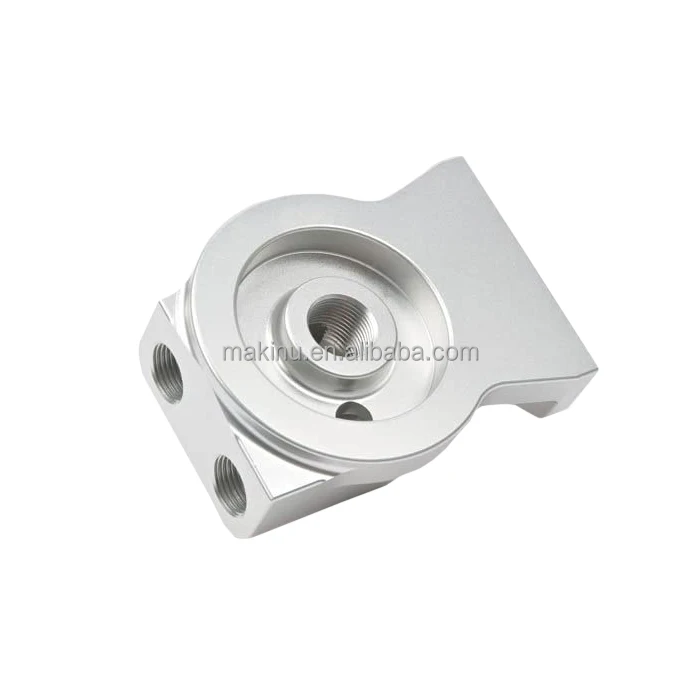 OEM Lightweight Aluminum Billet Remote Oil Filter Mount CNC Machining for High Performance Vehicle
