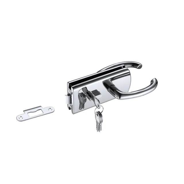 Stainless Steel Glass Sliding Door Patch Fittings Handle Lock with Keys,Knobs Hardware Accessories