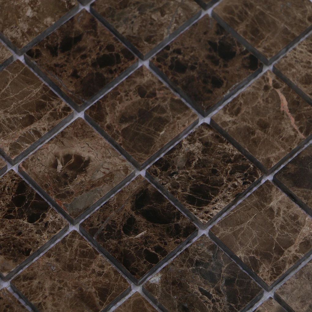 2*2 Inches Emperador Dark marble mosaic tile square stone mosaic grid tile for both walls and floors tiles