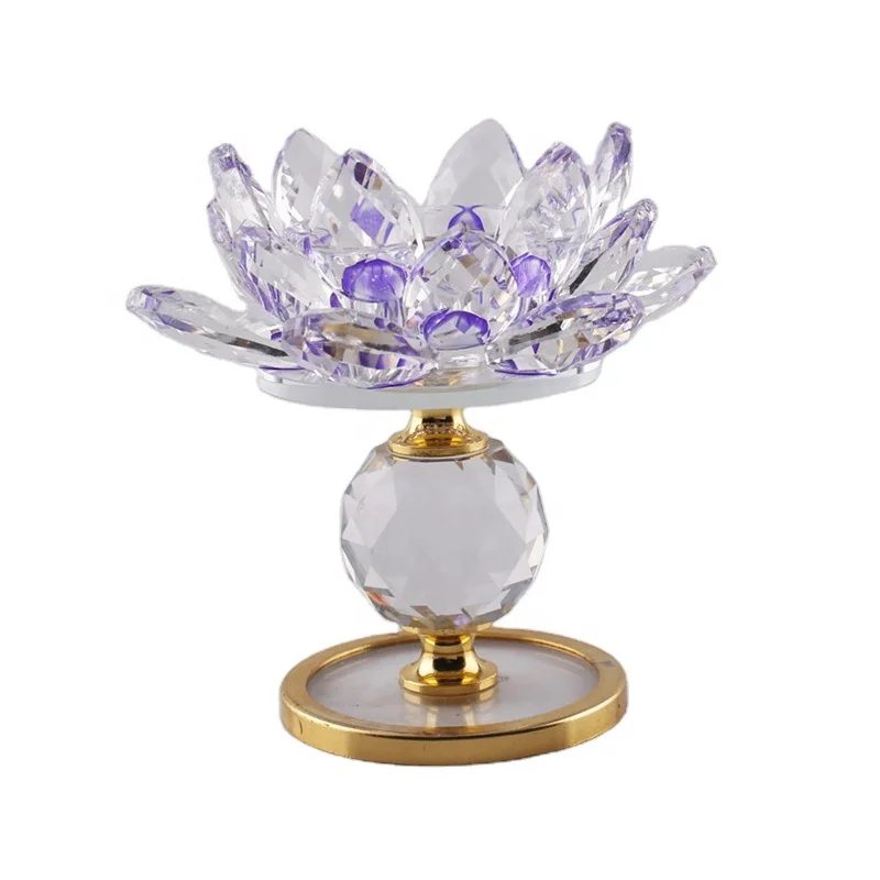 Decorative Glass Flower Candle Holder Crystal Lotus Tealight Candle Holders Centerpieces