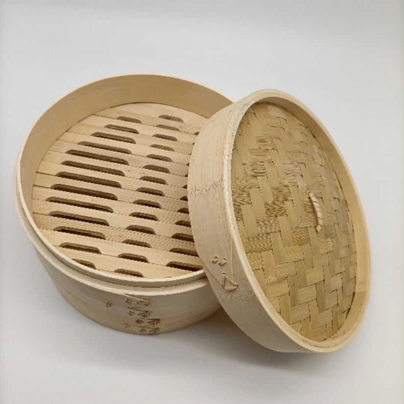 Набор посуды 10 дюймов ручной работы Бамбуковая решетка для варки на 2 уровня натуральная Бамбуковая решетка для варки на пару