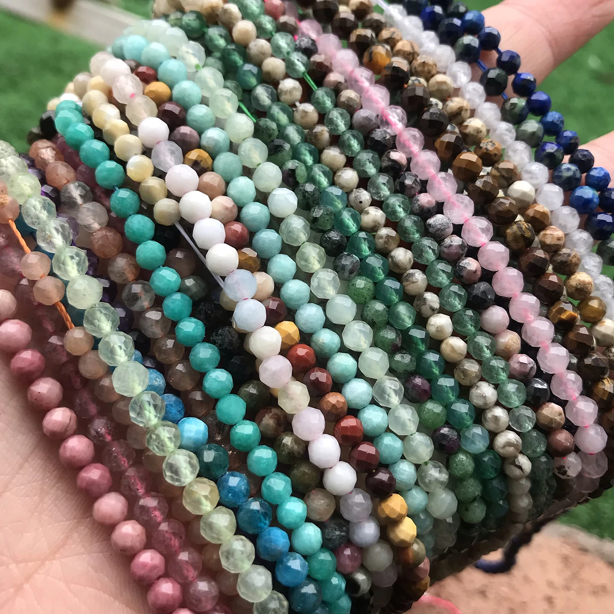 wholesale semi-precious Natural stone 4mm Faceted beads  necklace Crystal Beads For Jewelry Making