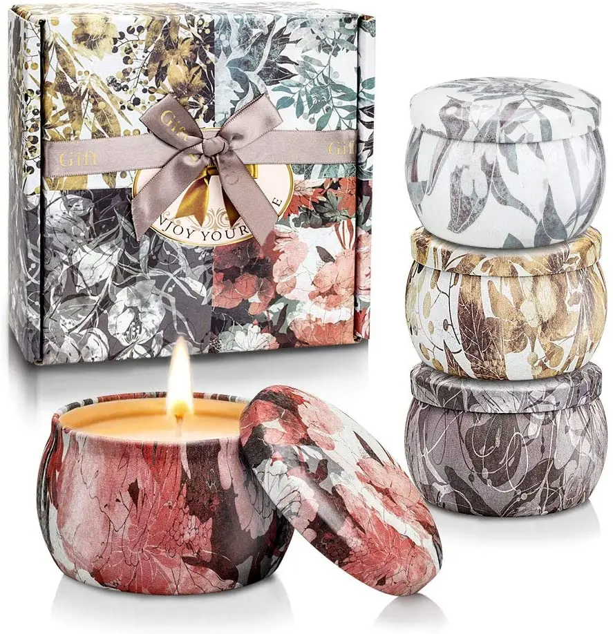 Ladies Portable Tin Candles Bathroom Yoga Gift Set Thanksgiving Day Gift Set natural soy wax Scent Candles