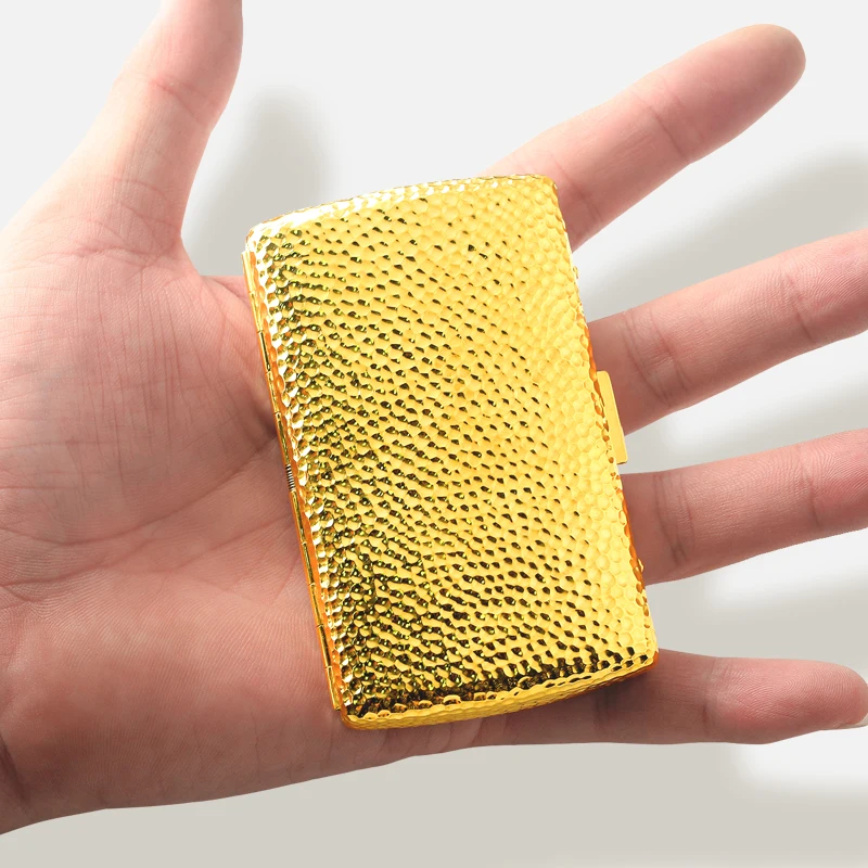 Metal Gold Plated Tobacco Herb Case Reusable Mini Portable Reusable Tobacco Cigarette Container Box Travel Tobacco Storage