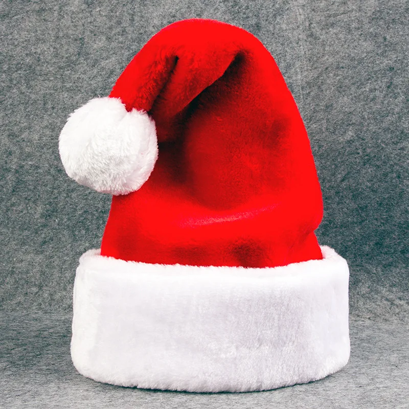 Adults Santa Hat Unisex Comfort Extra Thicken Velvet Fur Xmas Hat for Christmas Party