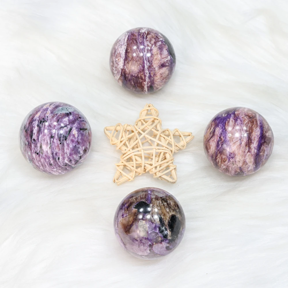 Wholesale custom crystal gum polished  quartz balls  charoitesphere for healing