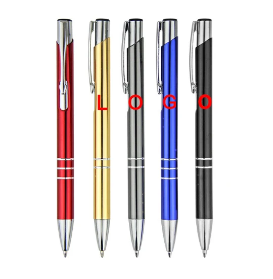 Wholesale aluminum metal promotional stationery office cultural advertising click  ballpoint pen