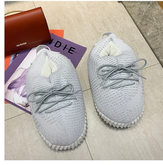  Оптовая продажа плюшевые теплые домашние тапочки yeezy унисекс