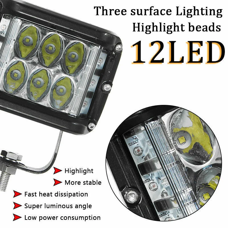 4inch 45W LED Work Light Bar Cube Side Shooter Pod White Amber Strobe Lamp SUV Truck LED Light Aluminum Alloy Car Work Light