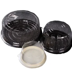 Hot sale Round clear Box catering tray  with lids Cheese Pastry Mousse bakery box for cake salad