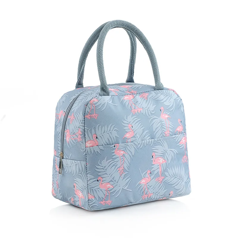 Factory direct selling aluminum foil thickened flamingo insulation lunch box bag to work with lunch portable bento bag