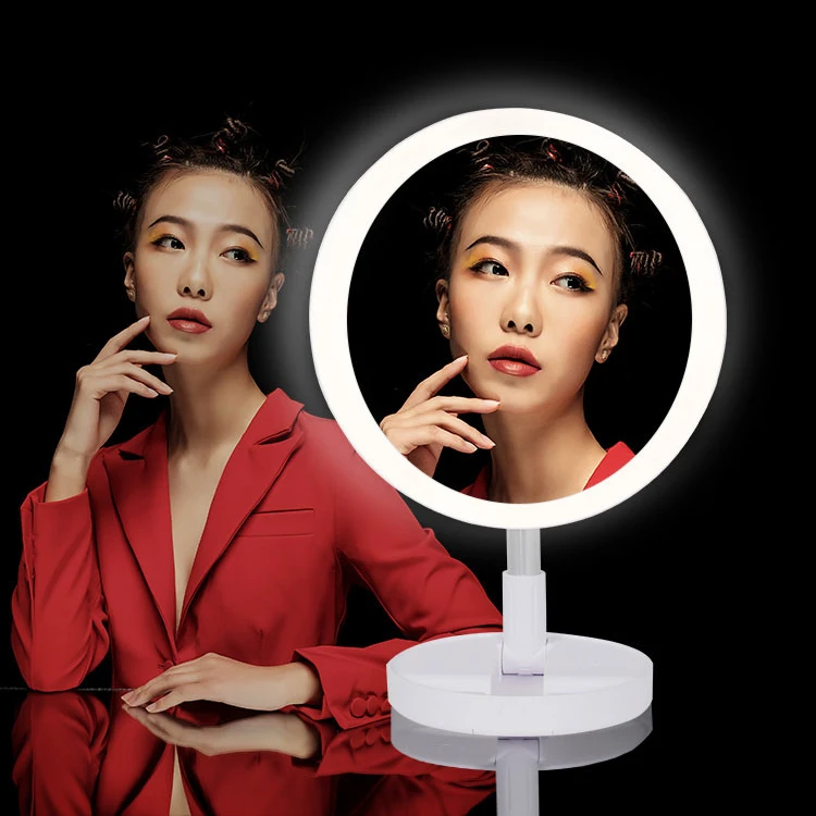 Portable Led Mini Selfie Ring Light Foldable USB Round Ring Light Mirror For Video Live Streaming Makeup