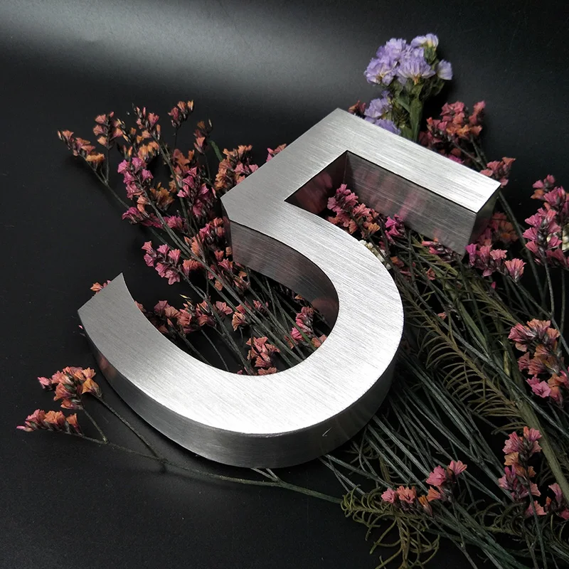 Sign Cafe Shop Advertising Wall Metal Room Number Stainless Steel 3D ( Accept Painting for Custom Color ) Model