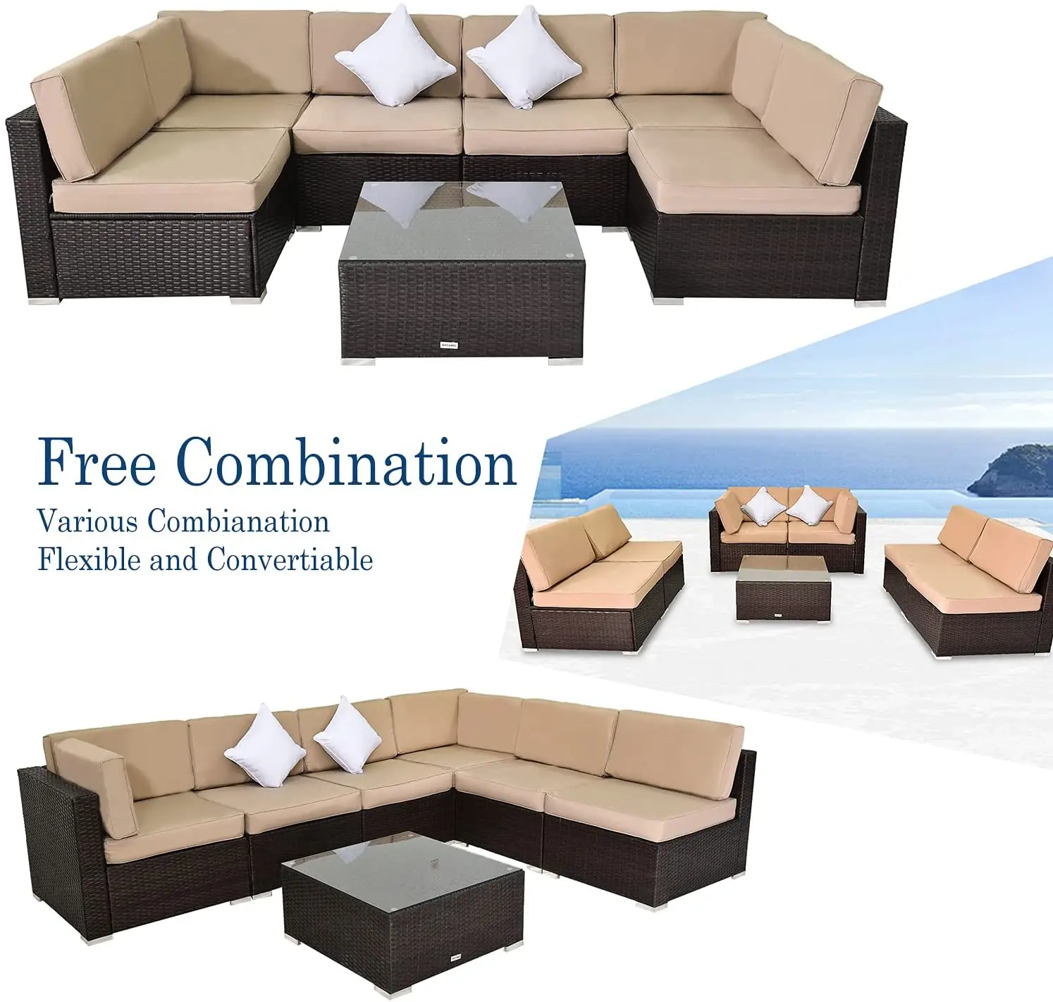 Rattan Sofa Set Outdoor garden patio sofa outdoor furniture combination furniture