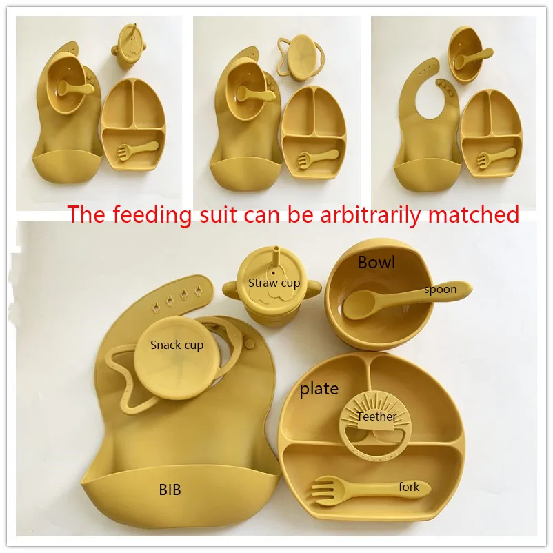456 kids suction plate bowl silicon baby feeding weaning eating set