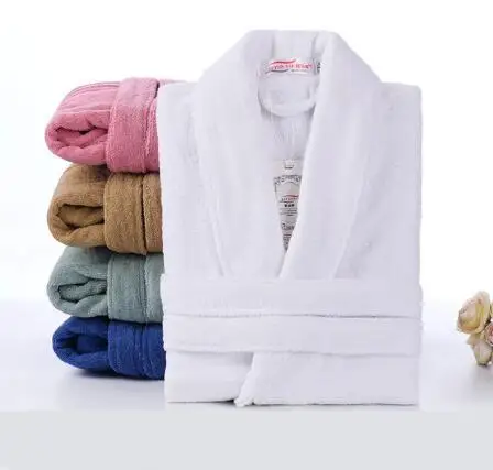 Couple Solid Robe Cotton Toweling Terry Sleepwear Women Men Kimono Gown Lovers Soft Bathrobe
