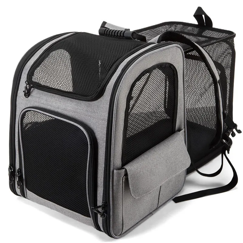 Pet bag Double shoulder cat bag Portable breathable outdoor foldable expansion dog backpack Large capacity pet Contract factory