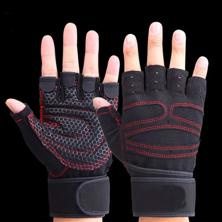 
Wholesale Logo Sports Exercise Workout Gloves Fitness Weight Lifting Gym Anti-slip Elastic Gloves 