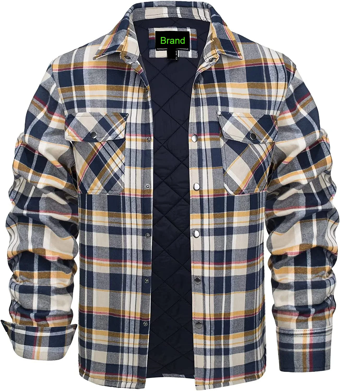 2023 Hot Selling Custom Logo Flannel Jacket USA Size Polyester Lining Quilted Flannel Jacket