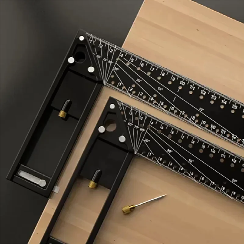 Multi functional Right Angle Ruler 45/90 Degree Hole Angle Ruler Industrial Grade Positioning Marking Angle Ruler Woodworking