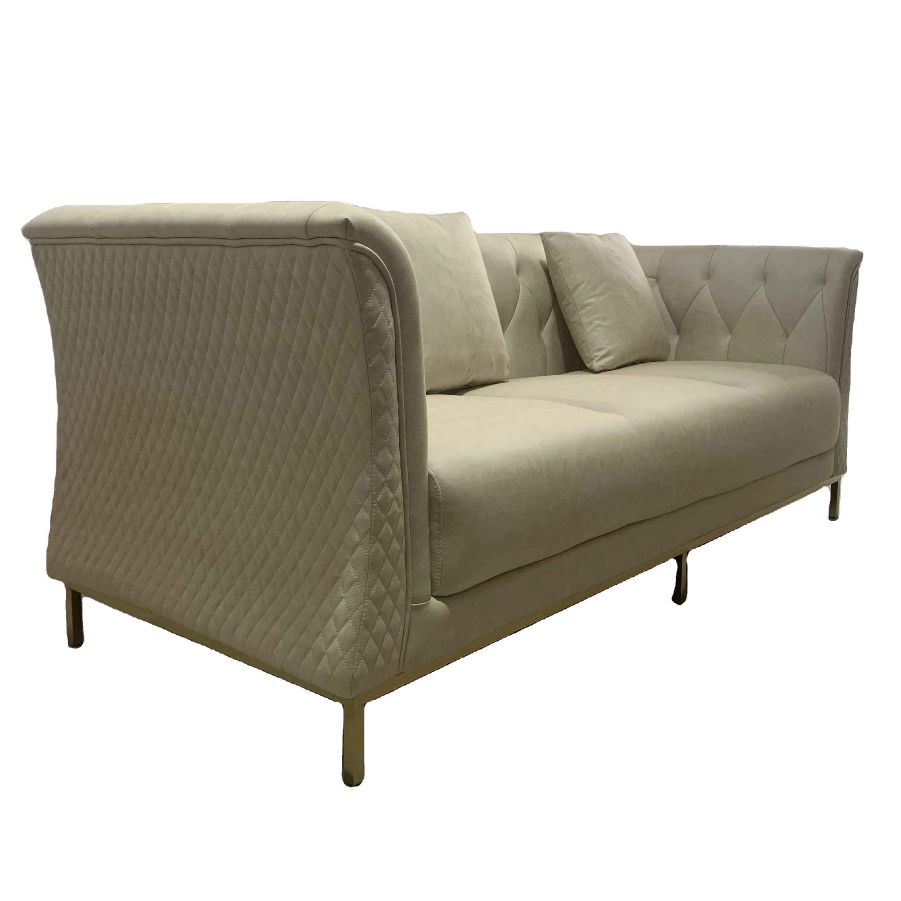 Modern I Shape Fabric Sofa Couch Cream Home Office Living Room Hotel Commercial Use Villa School Leisure Facilities