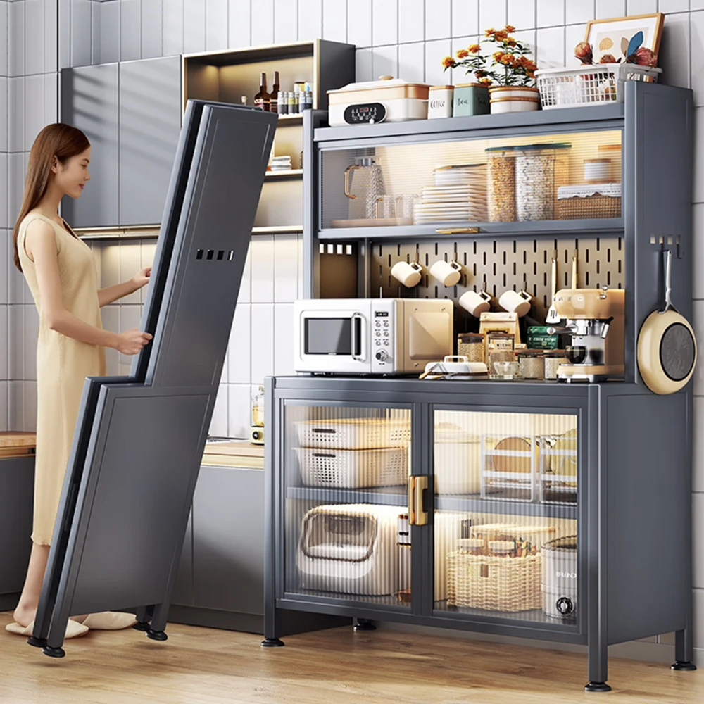 5-Tier Bakers Rack Microwave Stand Kitchen Shelves for Spices Pots and Pans Black