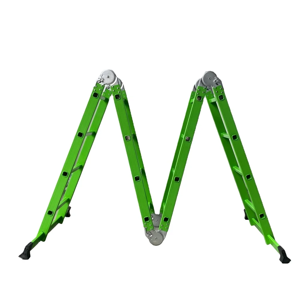 DX-404  Aluminum foldable  retractable stair ladder with hinge lightweight multi function folding step ladder