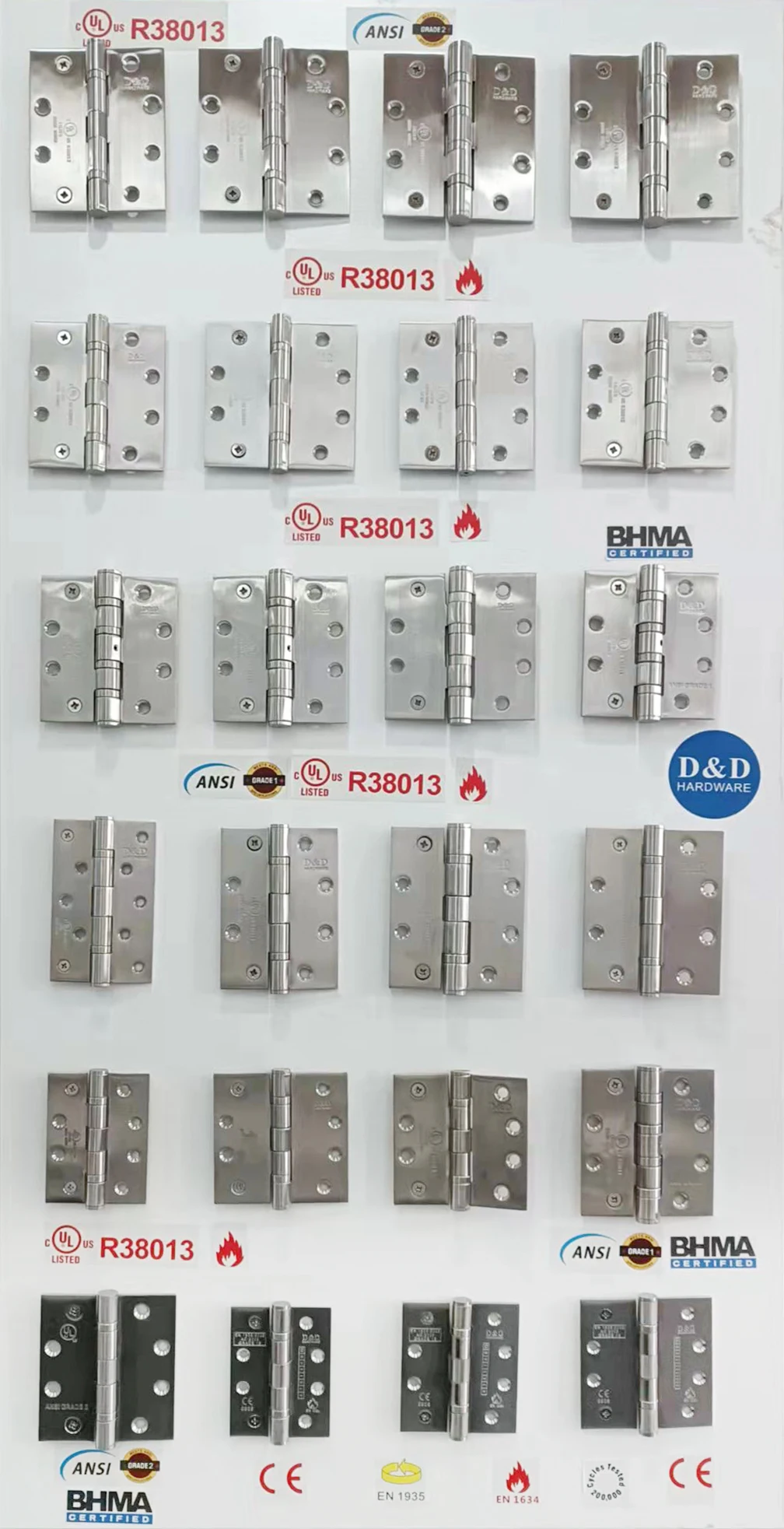 UL Fire rated door hardware SUS316 SUS304 Polished Stainless Steel door Hinges for hotel