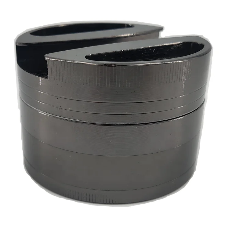 2.9 inch zinc alloy 4 piece spice herb black grinder with pollen catcher