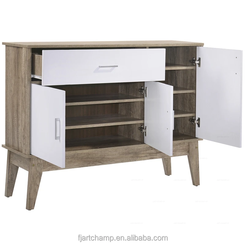 2 Sliding Doors Home Modern Wooden Storage Shoe Rack Cabinet