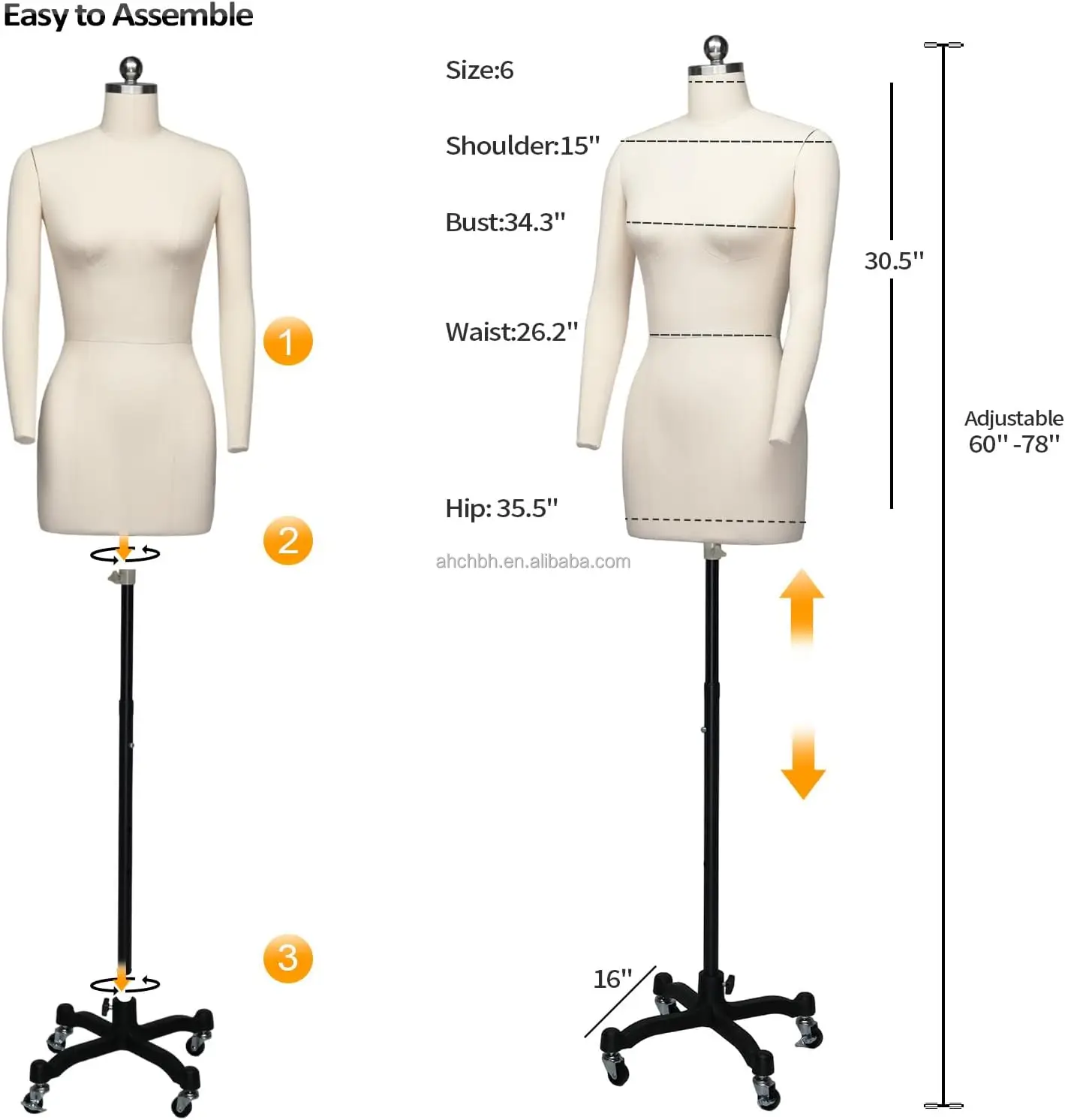 Pinable Mannequin Female Half Body Torso FormHalf Body Mannequin for Draping Tailoring Dress