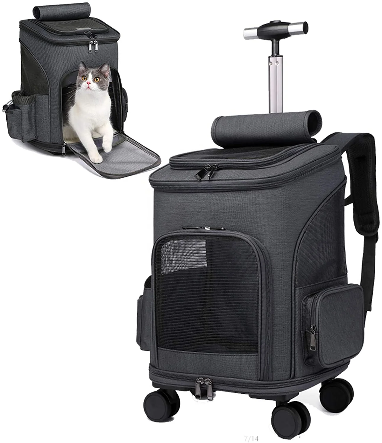 newly design 4 wheel pet trolleys dog cat bag easy walk folding travel carrier carriage pet stroller for Small Dogs Cats